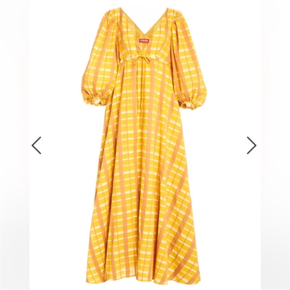 STAUD Yellow Plaid Maxi Dress